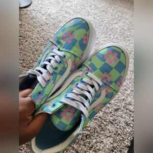 Vans Floral Checkerboard Platform Shoes